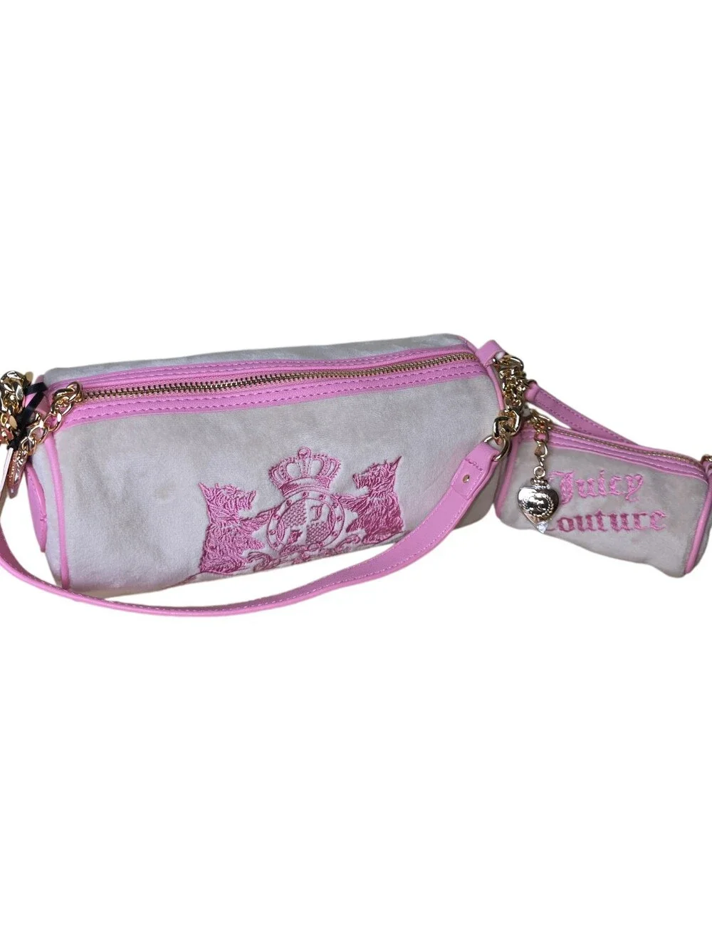 Juicy Couture Choose Scottie Dogs Barrel Satchel W/Matching Mini Barrel Satchel
